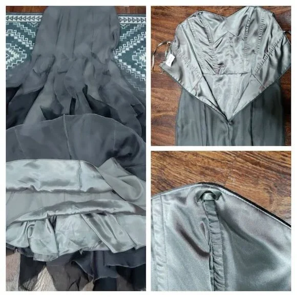 Luxury Whymisy Goth Rocker Glam Festival Mermaid Ruffle Long Gown Gray Womens S - Picture 9 of 14